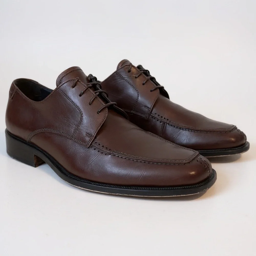 Taryn Rose Mens Oxford Dress Shoes Sz 9 C Brown Leather Split Moc Toe Italy Made